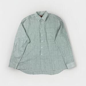 Bullock & Jones Linen Button Down Shirt XL Green Resortwear Breathable Portugal